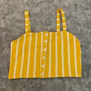 Me to We size small yellow & white striped cropped tank top. {058}
